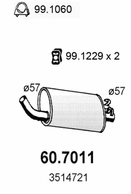 60.7011 ASSO Глушитель выхлопных газов конечный (фото 1)