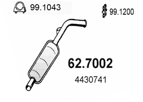 62.7002 ASSO Глушитель выхлопных газов конечный (фото 1)