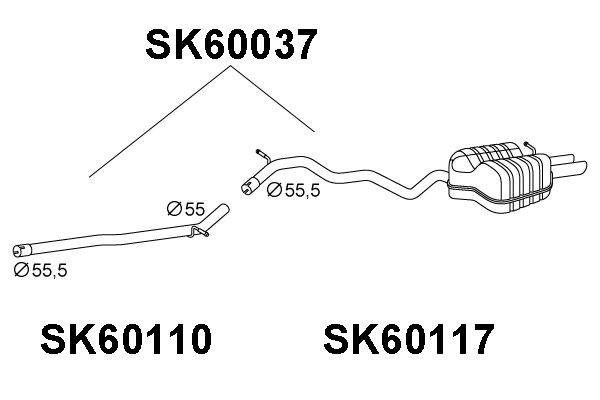 SK60037 VENEPORTE Глушитель выхлопных газов конечный (фото 1)