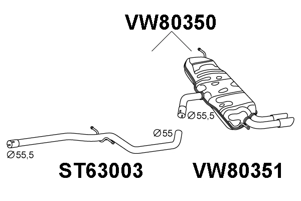 VW80350 VENEPORTE Глушитель выхлопных газов конечный (фото 1)