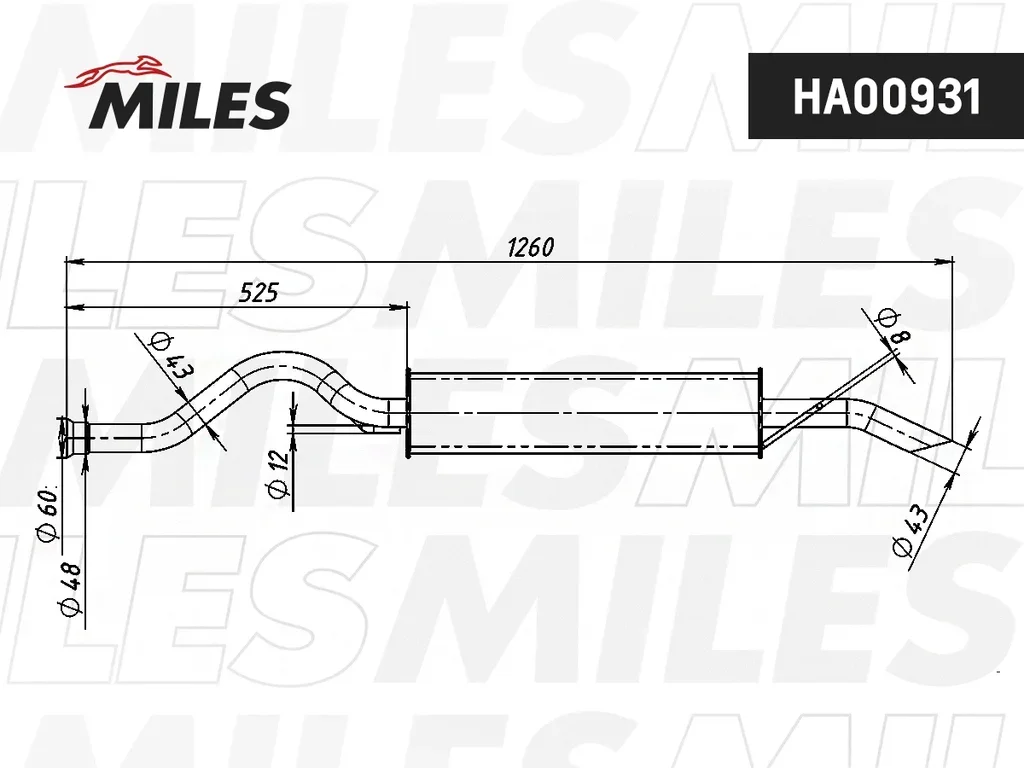 HA00931 MILES Глушитель выхлопных газов конечный (фото 3)