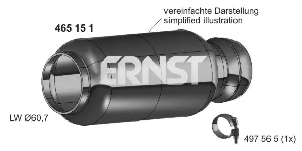 465151 ERNST Ремонтная трубка, катализатор (фото 1)