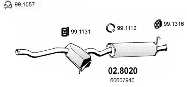 02.8020 ASSO Средний / конечный глушитель ОГ (фото 1)