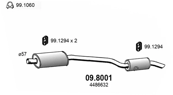 09.8001 ASSO Средний / конечный глушитель ОГ (фото 1)
