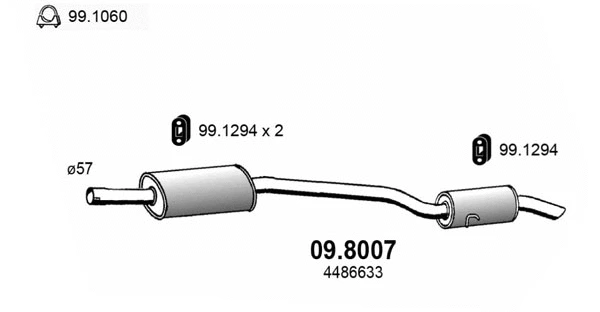 09.8007 ASSO Средний / конечный глушитель ОГ (фото 1)