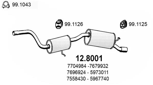 12.8001 ASSO Средний / конечный глушитель ОГ (фото 1)