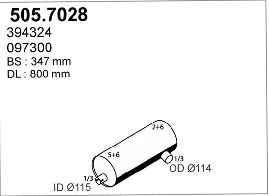 505.7028 ASSO Средний / конечный глушитель ОГ (фото 1)