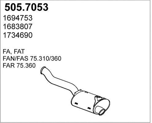505.7053 ASSO Средний / конечный глушитель ОГ (фото 1)