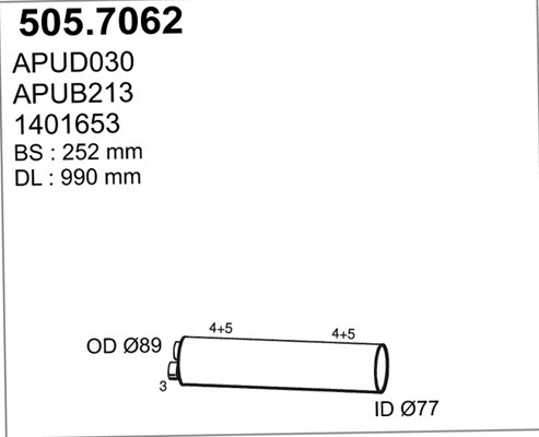 505.7062 ASSO Средний / конечный глушитель ОГ (фото 1)