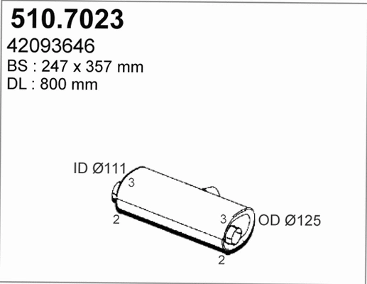 510.7023 ASSO Средний / конечный глушитель ОГ (фото 1)