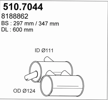 510.7044 ASSO Средний / конечный глушитель ОГ (фото 1)