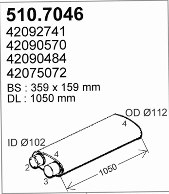 510.7046 ASSO Средний / конечный глушитель ОГ (фото 1)