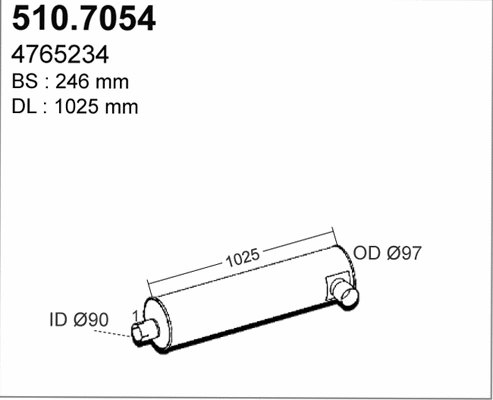 510.7054 ASSO Средний / конечный глушитель ОГ (фото 1)