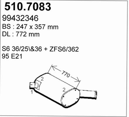 510.7083 ASSO Средний / конечный глушитель ОГ (фото 1)