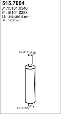 515.7004 ASSO Средний / конечный глушитель ОГ (фото 1)