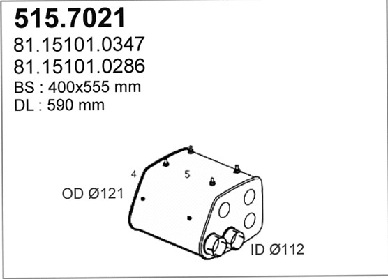 515.7021 ASSO Средний / конечный глушитель ОГ (фото 1)