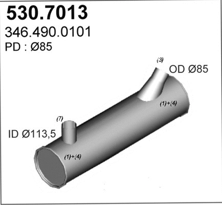 530.7013 ASSO Средний / конечный глушитель ОГ (фото 1)