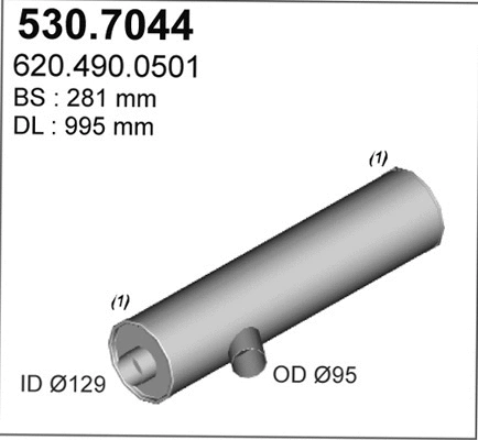 530.7044 ASSO Средний / конечный глушитель ОГ (фото 1)
