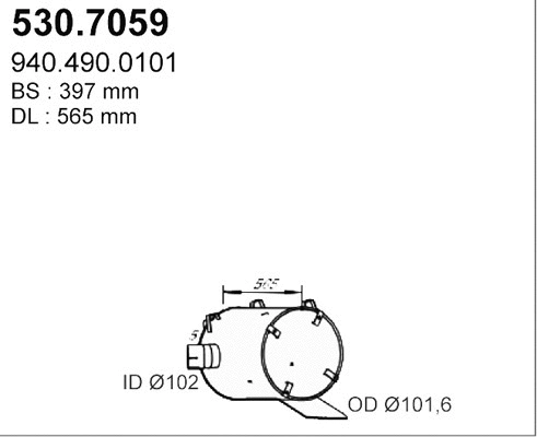 530.7059 ASSO Средний / конечный глушитель ОГ (фото 1)