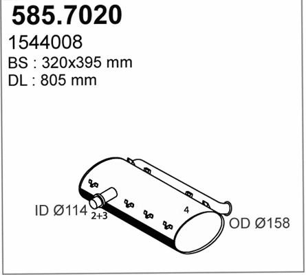 585.7020 ASSO Средний / конечный глушитель ОГ (фото 1)