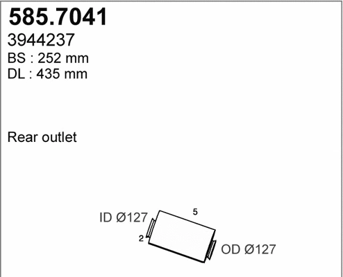 585.7041 ASSO Средний / конечный глушитель ОГ (фото 1)