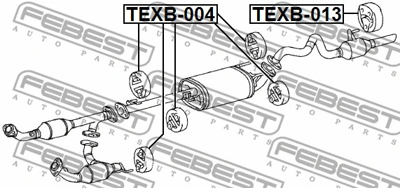 TEXB-004 FEBEST Монтажный комплект, система выпуска (фото 2)