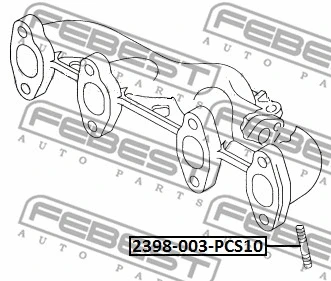 2398-003-PCS10 FEBEST Болт, выпускной коллектор (фото 2)