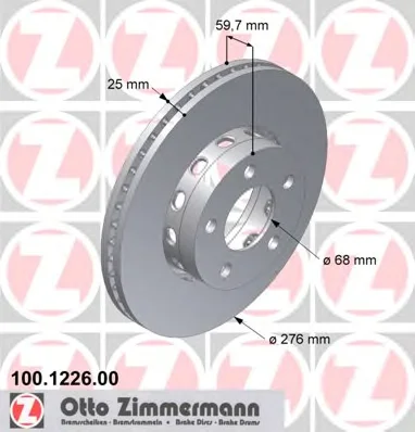 100.1226.00 ZIMMERMANN Тормозной диск (фото 1)