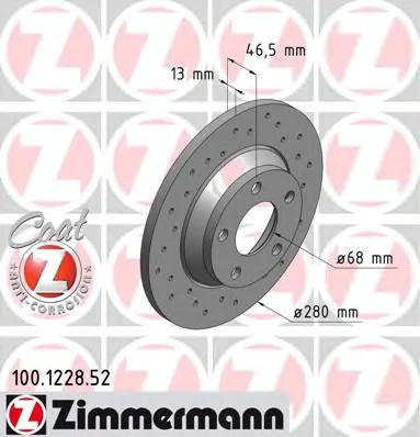 100.1228.52 ZIMMERMANN Тормозной диск (фото 1)