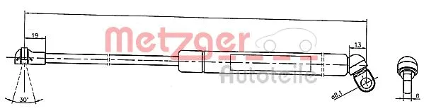 2110331 METZGER Газовая пружина, крышка багажник (фото 1)
