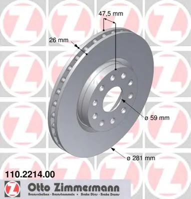 110.2214.00 ZIMMERMANN Тормозной диск (фото 1)