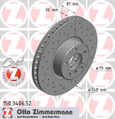 150.3406.52 ZIMMERMANN Тормозной диск (фото 1)