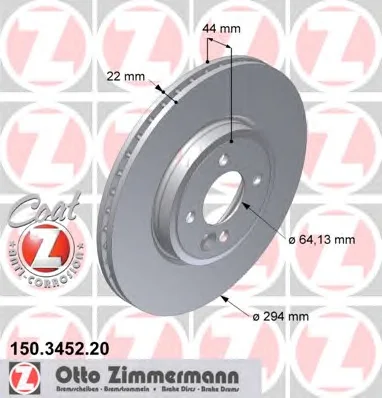 150.3452.20 ZIMMERMANN Тормозной диск (фото 1)