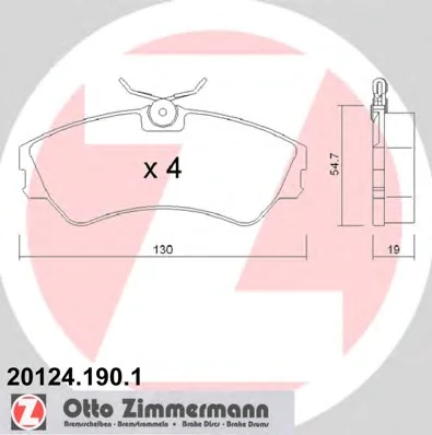 20124.190.1 ZIMMERMANN Тормозные колодки (фото 1)