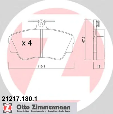 21217.180.1 ZIMMERMANN Тормозные колодки (фото 1)