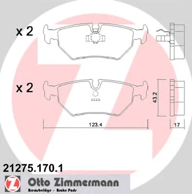 21275.170.1 ZIMMERMANN Тормозные колодки (фото 1)