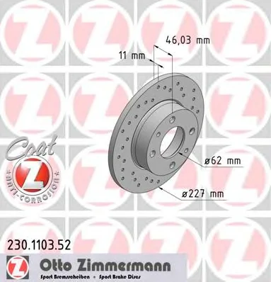 230.1103.52 ZIMMERMANN Тормозной диск (фото 1)