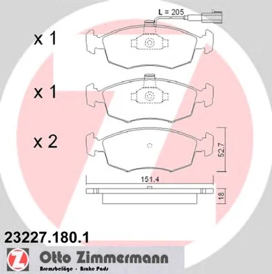 23227.180.1 ZIMMERMANN Тормозные колодки (фото 1)