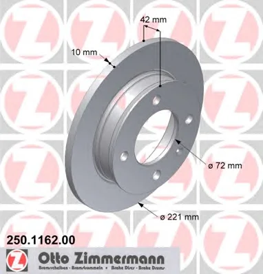 250.1162.00 ZIMMERMANN Тормозной диск (фото 1)