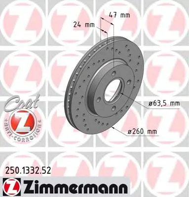 250.1332.52 ZIMMERMANN Тормозной диск (фото 1)