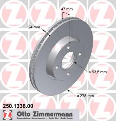 250.1338.00 ZIMMERMANN Тормозной диск (фото 1)