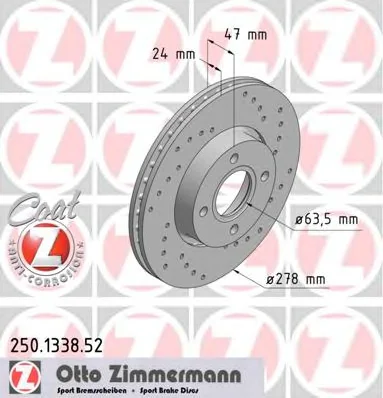 250.1338.52 ZIMMERMANN Тормозной диск (фото 1)