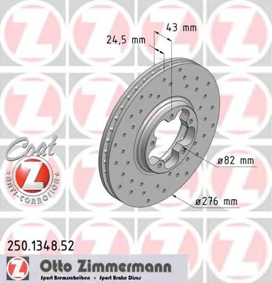 250.1348.52 ZIMMERMANN Тормозной диск (фото 1)