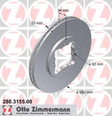280.3155.00 ZIMMERMANN Тормозной диск (фото 1)