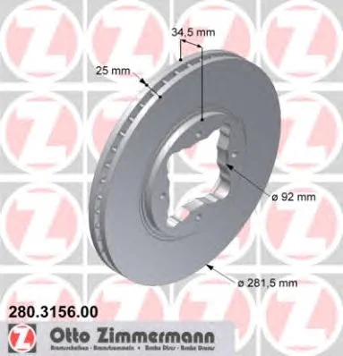 280.3156.00 ZIMMERMANN Тормозной диск (фото 1)