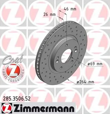 285.3506.52 ZIMMERMANN Тормозной диск (фото 1)