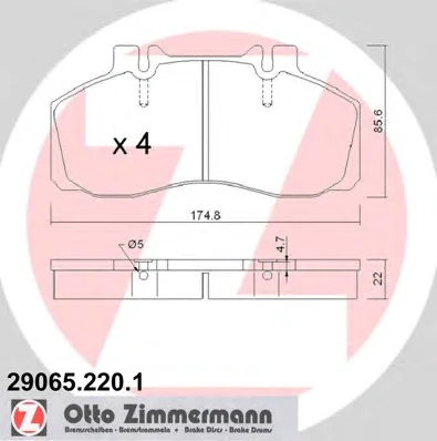 29065.220.1 ZIMMERMANN Тормозные колодки (фото 1)