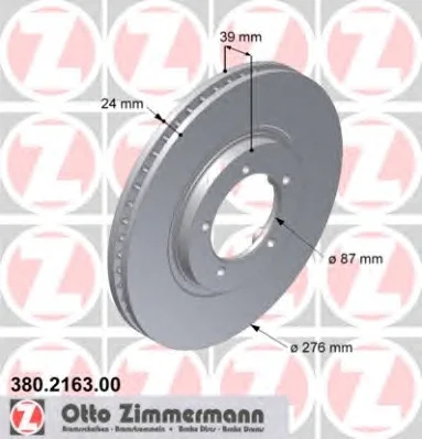 380.2163.00 ZIMMERMANN Тормозной диск (фото 1)