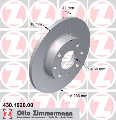 430.1020.00 ZIMMERMANN Тормозной диск (фото 1)