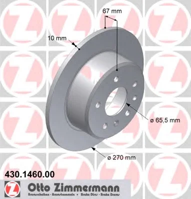430.1460.00 ZIMMERMANN Тормозной диск (фото 1)